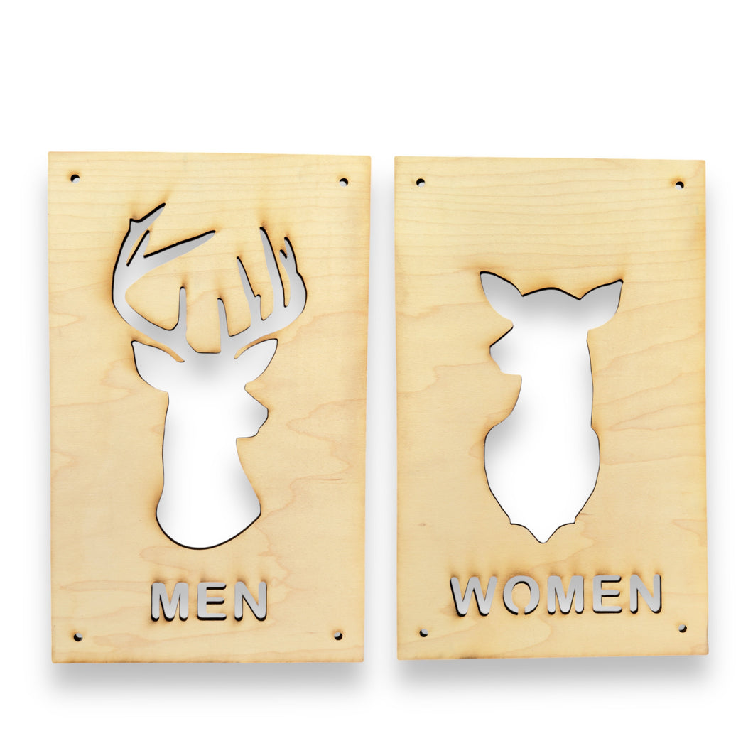 Men and Women Deer Restroom Signs 6x10 (Both Signs)