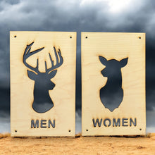 Load image into Gallery viewer, Men and Women Deer Restroom Signs 6x10 (Both Signs)