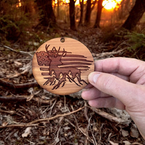 American Deer Flag - Cedar Ornament