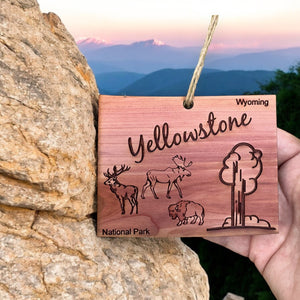 Yellowstone National Park WY - Cedar Ornament