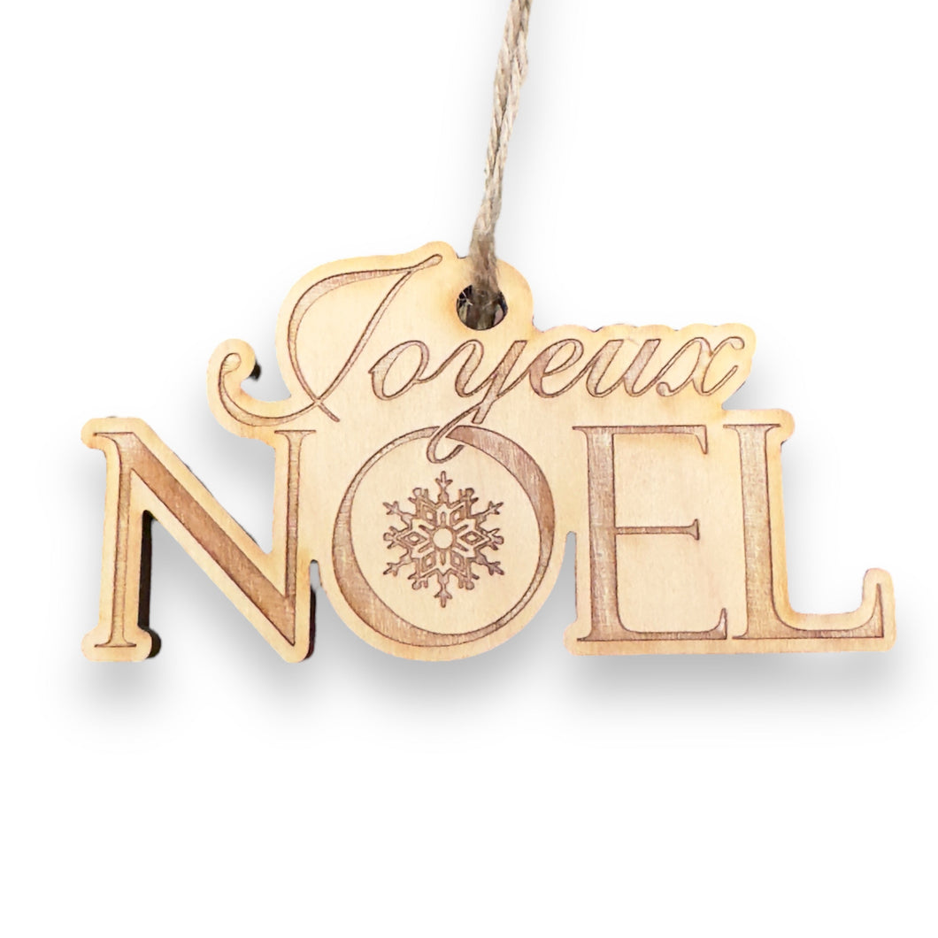 Ornament - Joyeux Noel - Raw Wood 4x2in