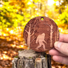 Load image into Gallery viewer, Winter Sasquatch Bigfoot - Raw Cedar Ornament 3x3in