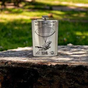 8oz Steampunk Flying Man Stainless Steel Flask
