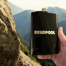 Load image into Gallery viewer, 8OZ Deadpool Flask - BLACK, RED, STAINLESS, OR 6OZ LEATHER