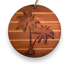 Load image into Gallery viewer, Sunset and Palm Trees - Cedar Ornament