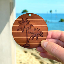 Load image into Gallery viewer, Sunset and Palm Trees - Cedar Ornament