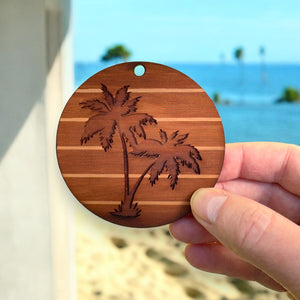 Sunset and Palm Trees - Cedar Ornament