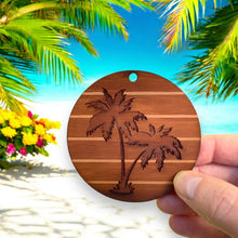 Load image into Gallery viewer, Sunset and Palm Trees - Cedar Ornament