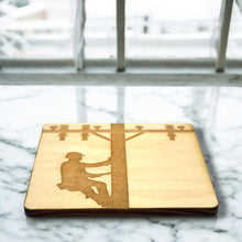 Load image into Gallery viewer, Lineman Coasters Set of 2 - Raw Wood