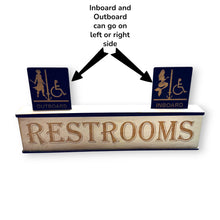 Load image into Gallery viewer, Sign - Restrooms - RAW WOOD - With Add on - Box Sign - 24x6x3 inches