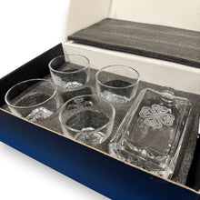 Load image into Gallery viewer, 750ml Decanter Set - Celtic Irish Shamrock - with four 11oz glasses