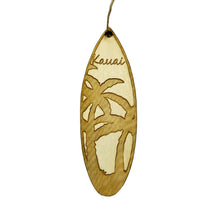 Load image into Gallery viewer, Ornament - Kauai Palm Tree Surfboard - Raw Wood Maple