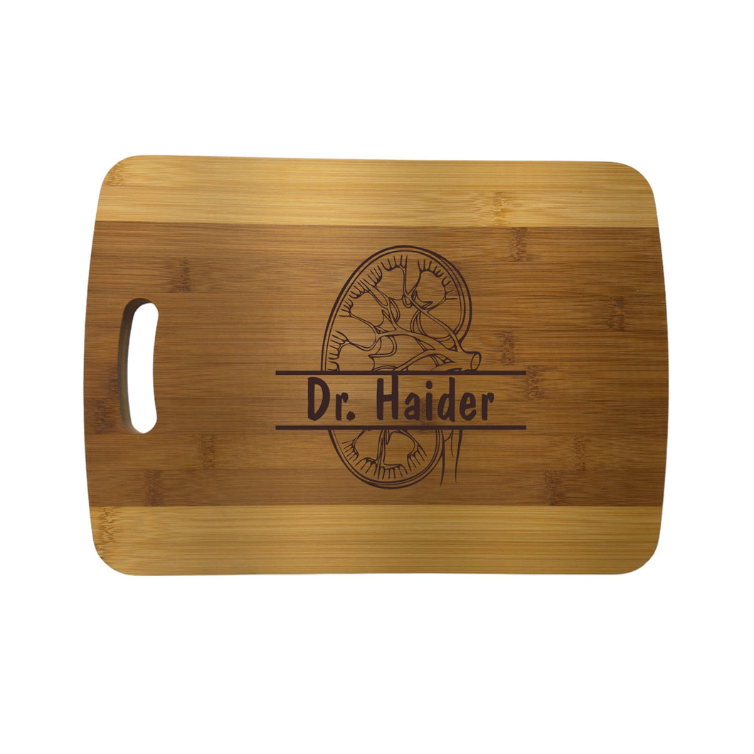 Kidney PERSONALIZED Cutting Board 14''x9.5''x.5'' Bamboo Doctor donor gift