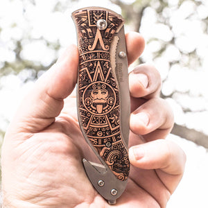 Knife - Aztec Calendar 138 (Double sided engraving)