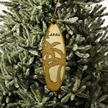 Load image into Gallery viewer, Ornament - Lanai Palm Tree Surfboard - Raw Wood Maple