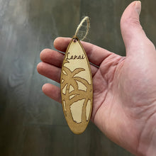 Load image into Gallery viewer, Ornament - Lanai Palm Tree Surfboard - Raw Wood Maple