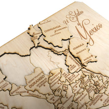 Load image into Gallery viewer, 31 States of Mexico With Pyramid - PERSONALIZED - Puzzle Map - Art Kit - Raw Wood 18x12 Inches - 32 pieces