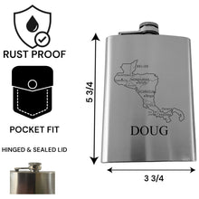 Load image into Gallery viewer, 8oz Flask - Central America PERSONALIZED Stainless Steel