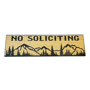 No Soliciting Mountain Scene - BLACK Sign 4"x12"