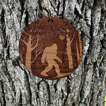 Load image into Gallery viewer, Not all Who Wander are Lost WINTER SASQUATCH - Cedar Ornament