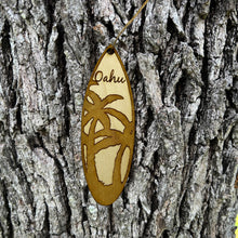 Load image into Gallery viewer, Ornament - Oahu Palm Tree Surfboard - Raw Wood Maple