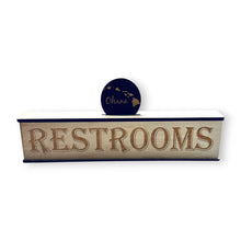 Load image into Gallery viewer, Sign - Restrooms - RAW WOOD - With Add on - Box Sign - 24x6x3 inches