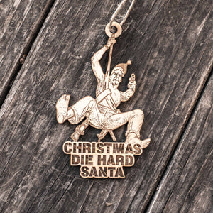 Ornament - Christmas Die Hard Santa - Raw Wood 4x3in