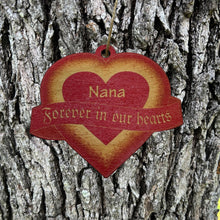 Load image into Gallery viewer, Ornament - PERSONALIZED RED Forever in our Hearts - 3x3in