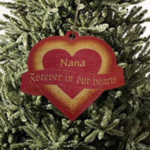 Load image into Gallery viewer, Ornament - PERSONALIZED RED Forever in our Hearts - 3x3in