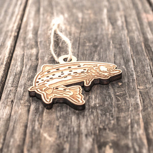 Ornament - Trout - Raw Wood 3x3in