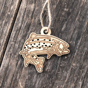 Ornament - Trout - Raw Wood 3x3in