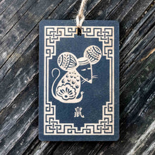 Load image into Gallery viewer, Ornament - Year of the Rat 3x4in - BLACK - Painted Raw Wood