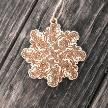 Load image into Gallery viewer, Ornament - Aztec Snowflake- Raw Wood 4x4in