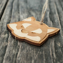 Load image into Gallery viewer, Ornament - Cute Wolf - Raw Wood 3x2in