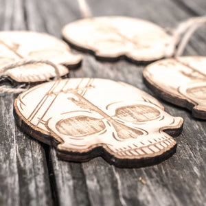 Ornament - Lineman Skulls - Set of 4 - Raw Wood 3x3in