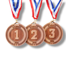 Load image into Gallery viewer, Award - PERSONALIZED 1st 2nd &amp; 3rd Place Standard Medals - Cedar