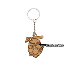 Load image into Gallery viewer, Keychain - Bee Hive - PERSONALIZED - Birch wood