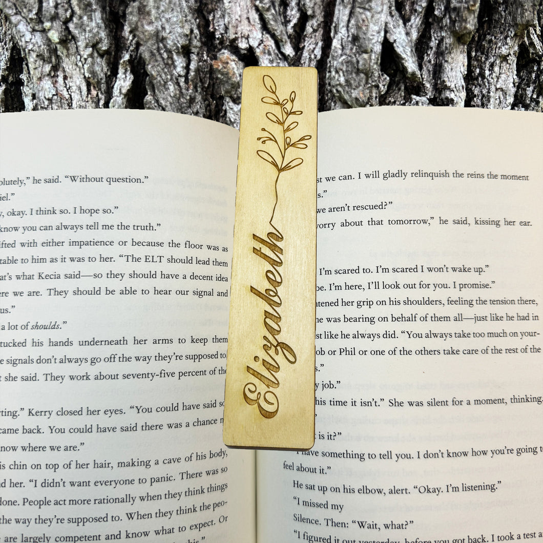 Bookmark - PERSONALIZED Flower - Birch Wood