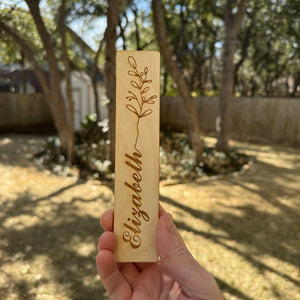 Bookmark - PERSONALIZED Flower - Birch Wood