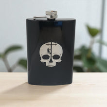 Load image into Gallery viewer, 8oz BLACK Lineman Skull Flask