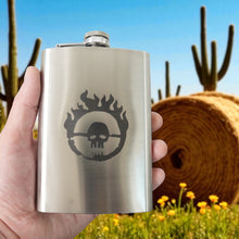 Load image into Gallery viewer, 8oz Skull Branding Stainless Steel Flask