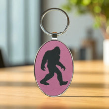 Load image into Gallery viewer, Keychain - Oval/Metal - Bigfoot Sasquatch - Leather