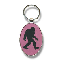 Load image into Gallery viewer, Keychain - Oval/Metal - Bigfoot Sasquatch - Leather