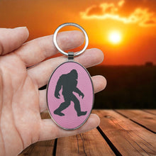 Load image into Gallery viewer, Keychain - Oval/Metal - Bigfoot Sasquatch - Leather
