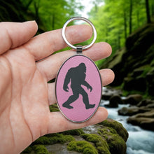 Load image into Gallery viewer, Keychain - Oval/Metal - Bigfoot Sasquatch - Leather