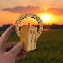 Load image into Gallery viewer, Ornament - Wibbly Wobbly - Raw Wood 4x5in