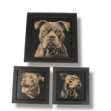 Framed Art - CUSTOM - Pit Bull SET of 3 Pictures
