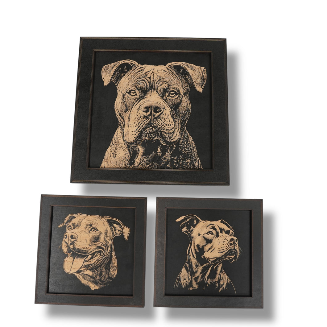 Framed Art - CUSTOM - Pit Bull SET of 3 Pictures
