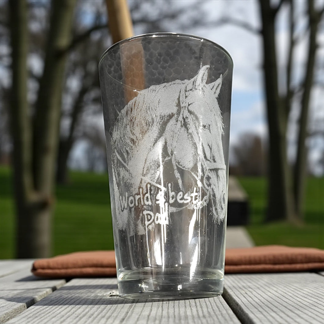 16oz Beer Mug - Worlds best Dad with Horse