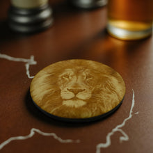 Load image into Gallery viewer, Coasters - Lion Set of 2 Raw Wood